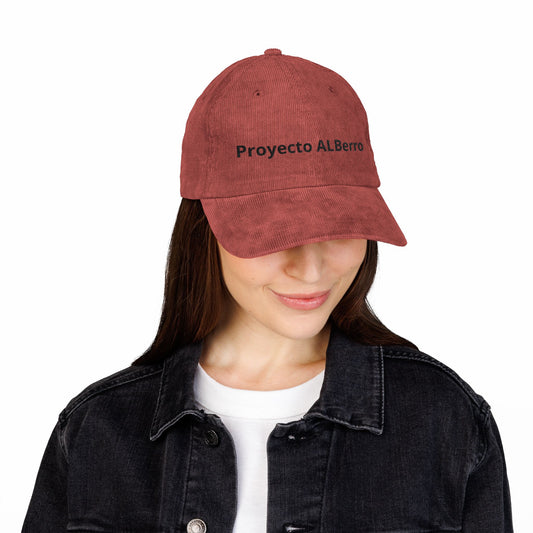 Corduroy Baseball Cap — Embroidered “Proyecto AlBerro” Vintage Dad Hat