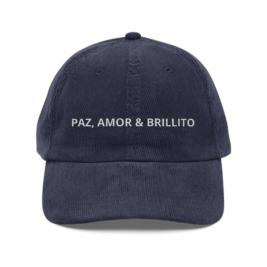 Copy of Corduroy Baseball Cap - "Paz, Amor & Grillito" Embroidered Vintage Hat